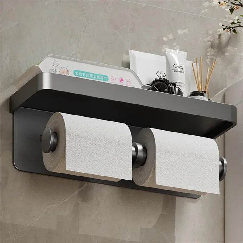 Aluminum Alloy Toilet Paper Holder WC roll Paper Holder perfume Shelf for Bathroom storage Accessories - P12 Hub Europe