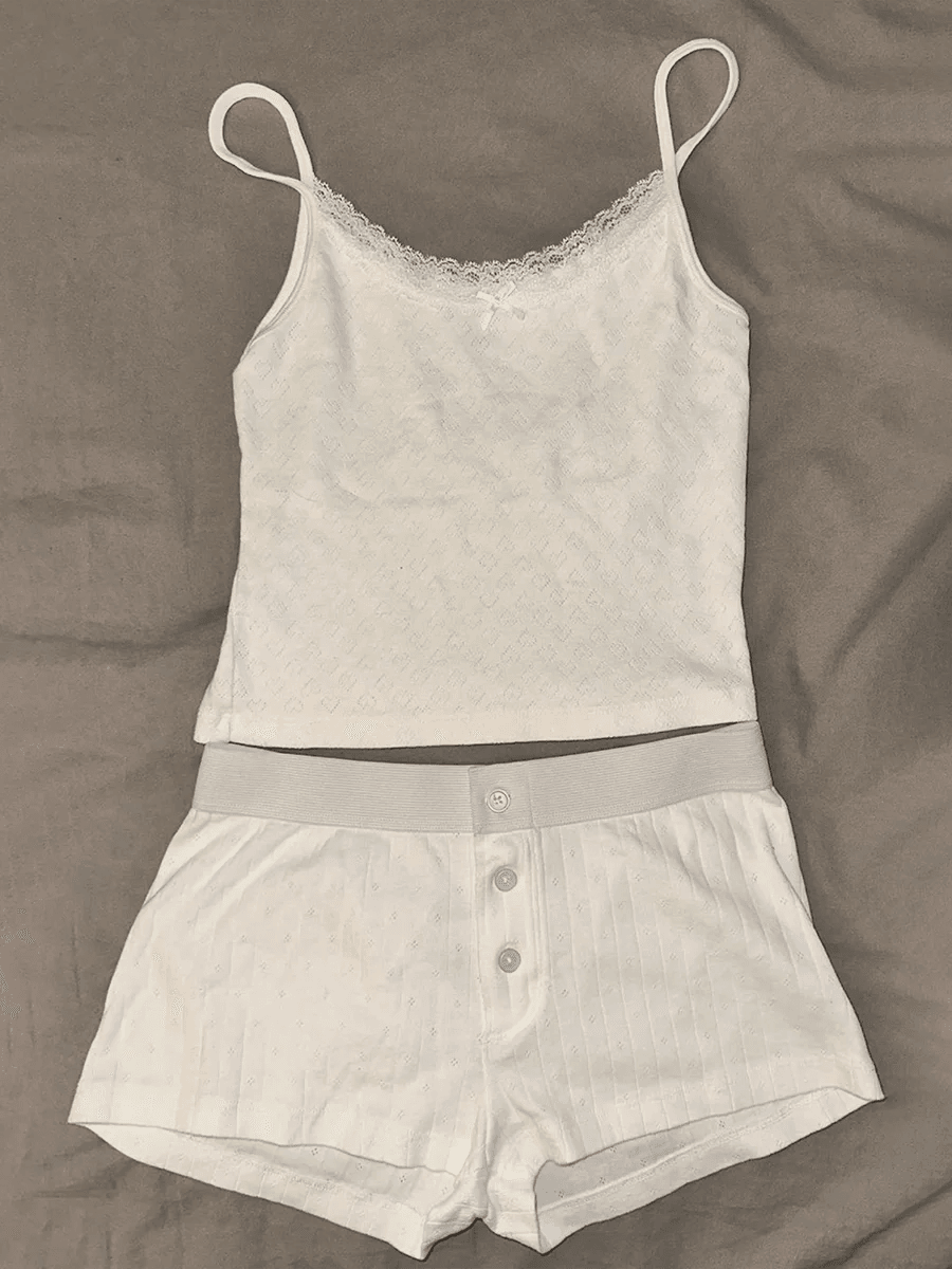 Sweet Strawberry Eyelet Shorts Set - P12 Hub Europe