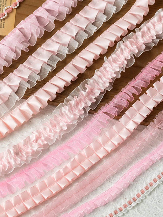 2meters Pink Lace Ribbons Trim For Party Dress Decor Fabric DIY Apparel Sewing Supplies Clothing Collar Cuff Needlework Crafts - P12 Hub Europe