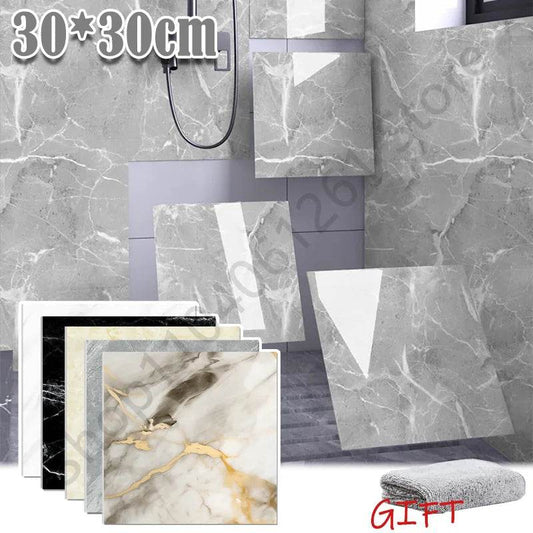 10-50Pcs PVC Marble Wall Stickers Self-Adhesive Thickened Tile Sticker Bathroom Waterproof Floor Sticker Kitchen Home Decoration - P12 Hub Europe
