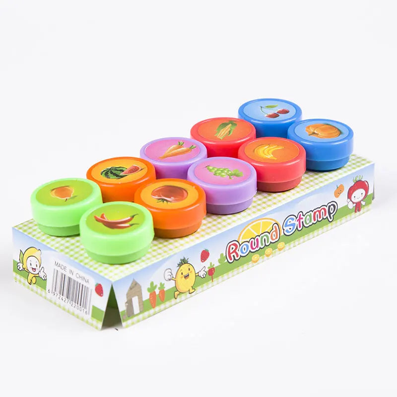 10pcs Assorted Stamps Self-ink Stamps Children Stamps Face Seal Scrapbooking DIY Painting Photo Album Decor for Kids