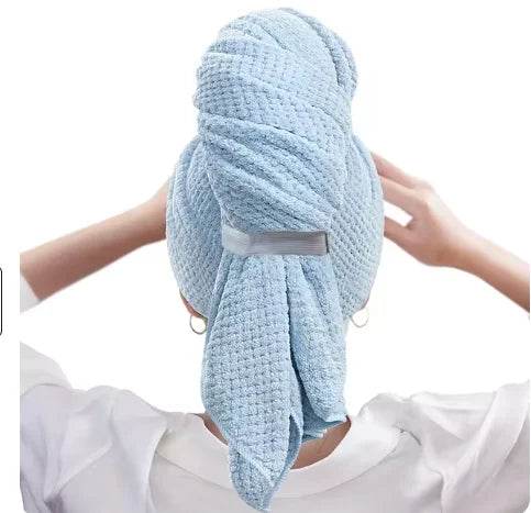 Large Solid Color Water Absorbent Hair Drying Towel Microfiber Hair Towel Wrap With Elastic Strap Soft Quick Drying Towel - P12 Hub Europe
