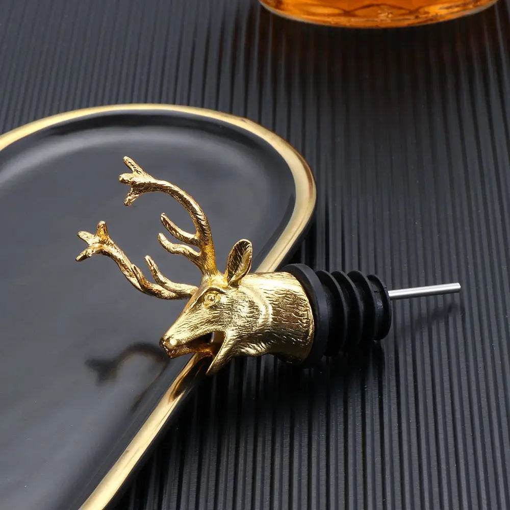 Deer Head Wine Pourer Bottle Stoppers Zinc Alloy Bar Tools Wedding Party Drinks Wine Aerators Kitchen Tool Accessories - P12 Hub Europe