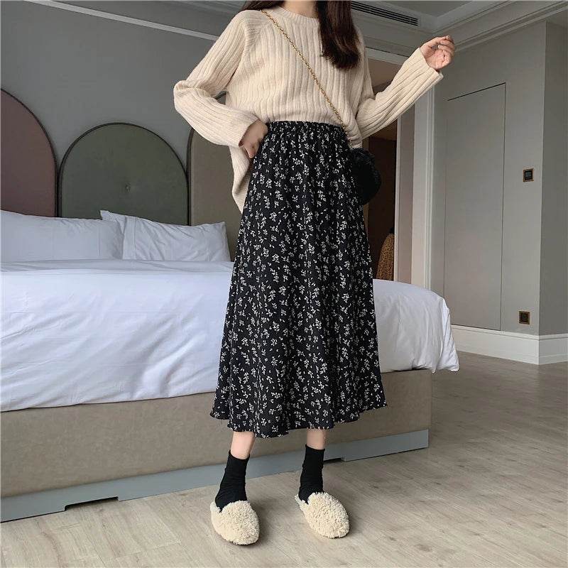 Women's Vintage Floral Midi Skirt - P12 Hub Europe