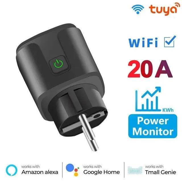 Smart Plug EU WiFi 20A | Tuya App, Power Monitor, Alexa, Google - P12 Hub Europe