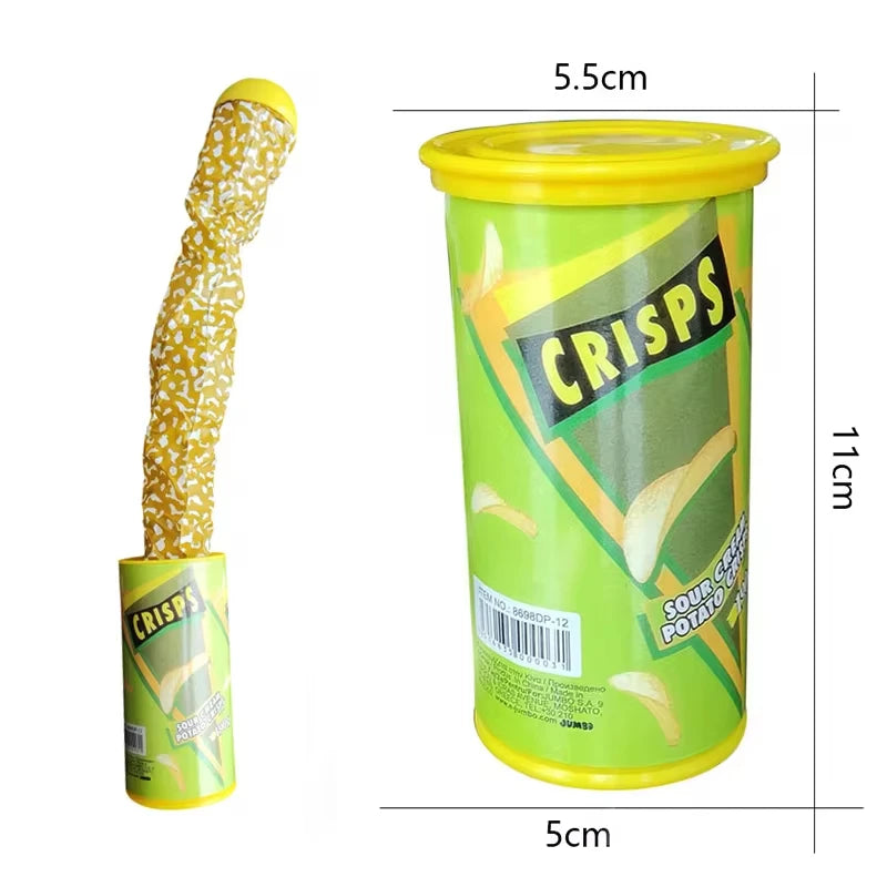 The Potato Chip Snake Can Jump Stage Magic Tricks Spring Snake Toy April Fool Day Halloween Party Jokes in A Can Gag Gift Prank