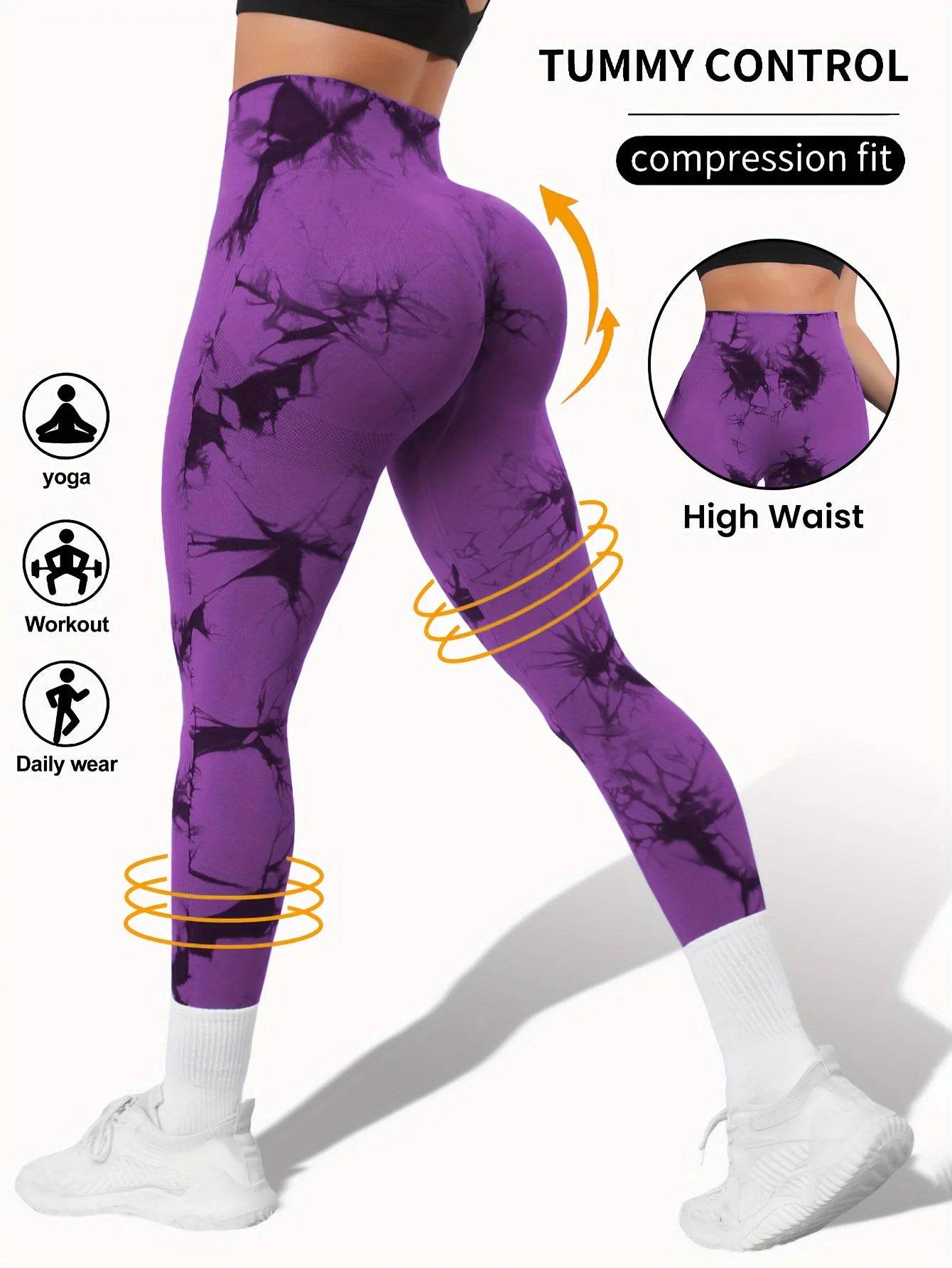 Tie Dye Seamless Butt Lift Leggings - P12 Hub Europe