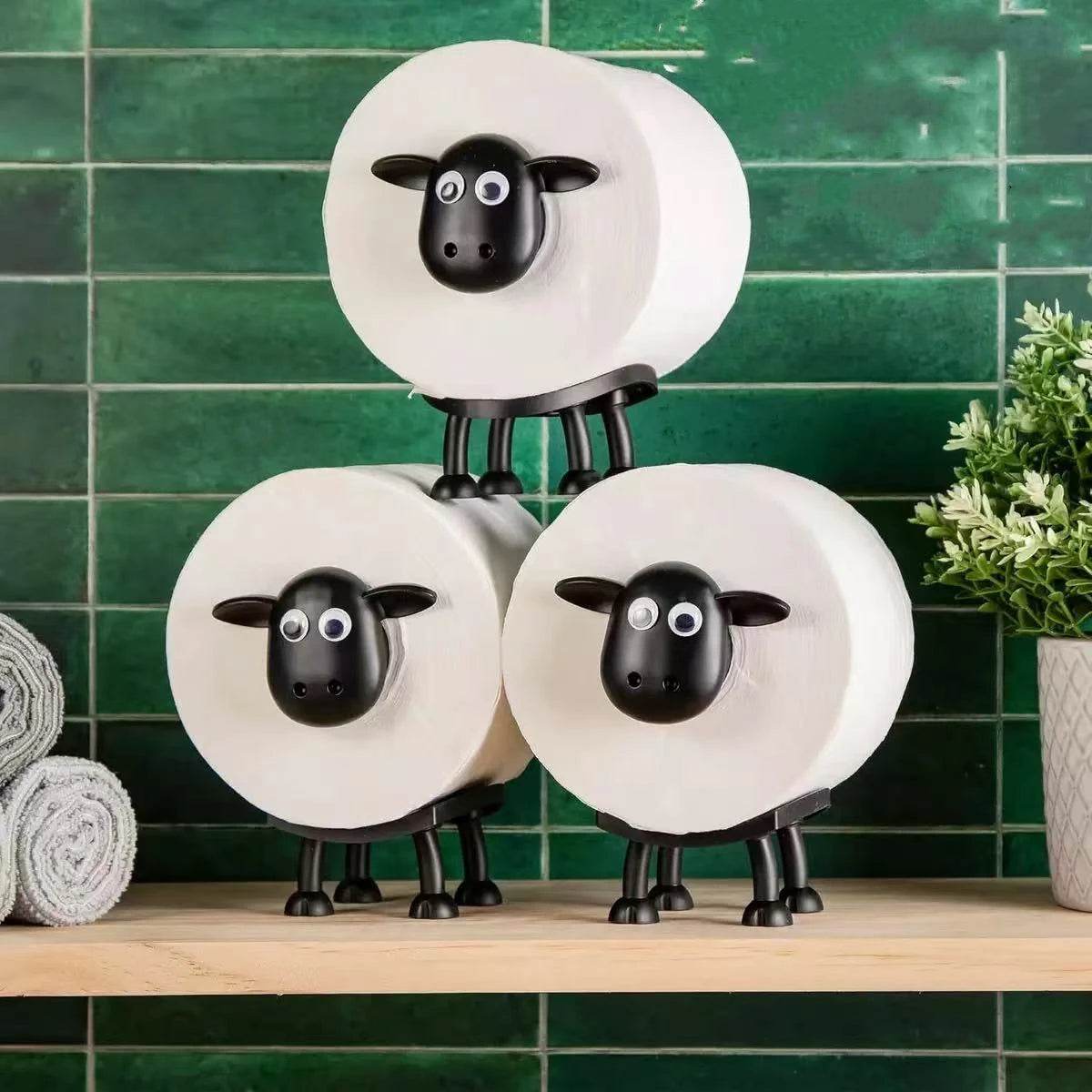 Sheep Toilet Roll Holder Funny Toilet Paper Holder Free Standing Bathroom Set 3D Printed Black Sheep Loo Roll Holder Decors - P12 Hub Europe