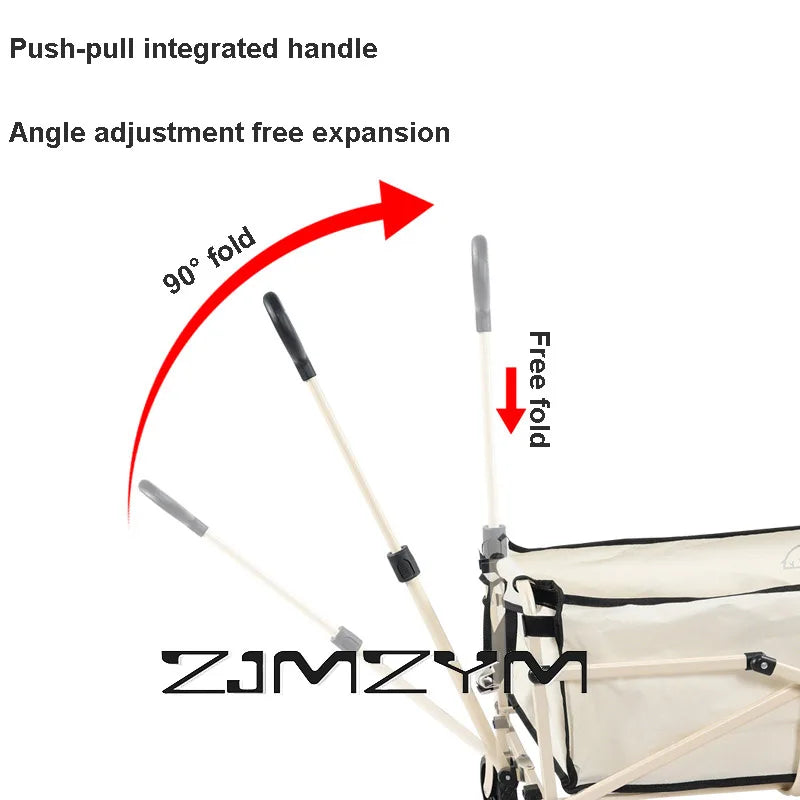 Outdoor Portable Cart Foldable Large Capacity Multifunction Adjustable Handcart Camping Wagon Trolley Beach Handle Picnic Cart