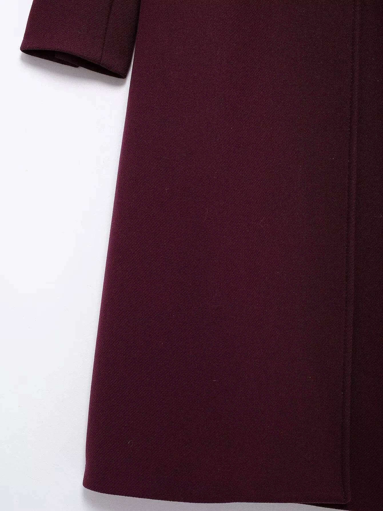 Burgundy Wool Blend Coat - P12 Hub Europe