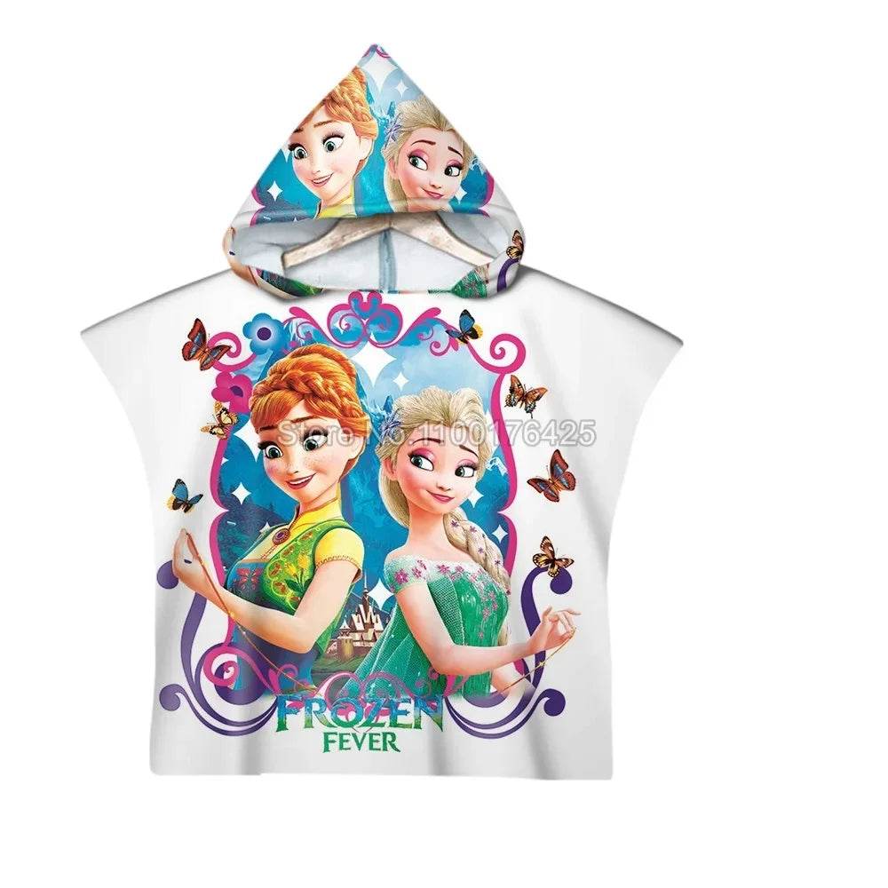 Cute Frozen Elsa Anna Baby Hooded Beach Bath Towel Princess Beach Pool Swimming Shower Absortbent Poncho Towel Bathrobe - P12 Hub Europe