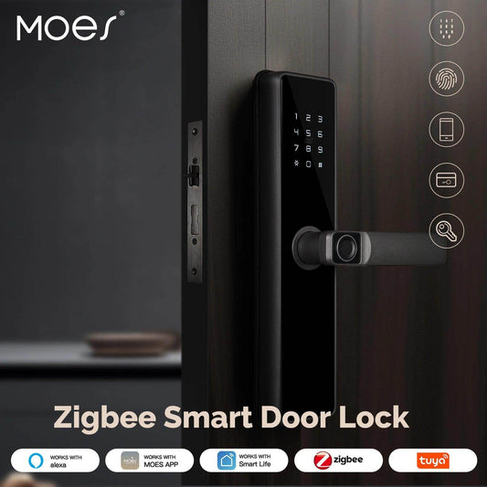 Smart Door Lock | Fingerprint, Code, Card, Alexa, 35-60mm - P12 Hub Europe