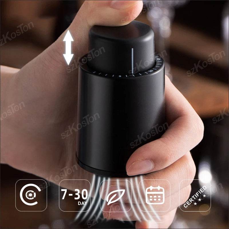 Wine Stopper With Vacuum Pump Bar Accessories Air lock Aerator Rubber Black Bottle Stopper Keep Wine Fresh Saver Sealing - P12 Hub Europe