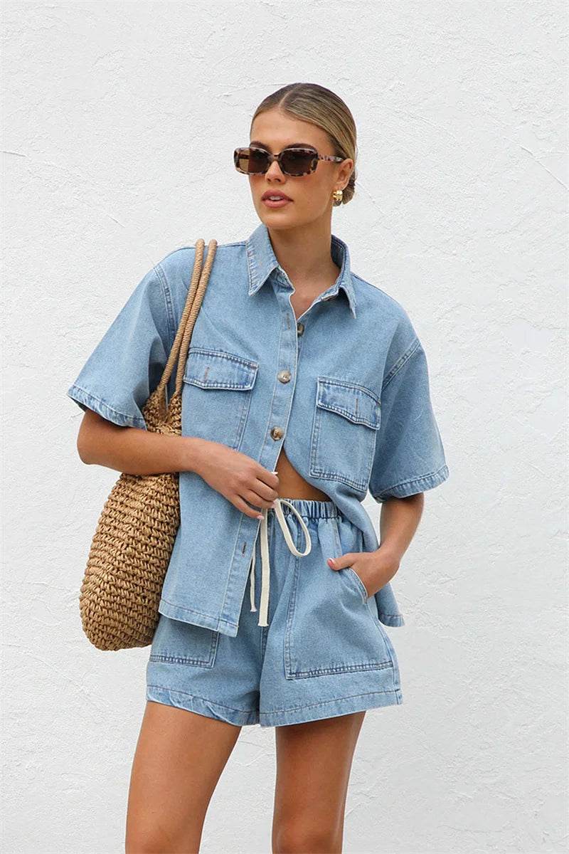 Vintage Denim Shorts Suit - P12 Hub Europe