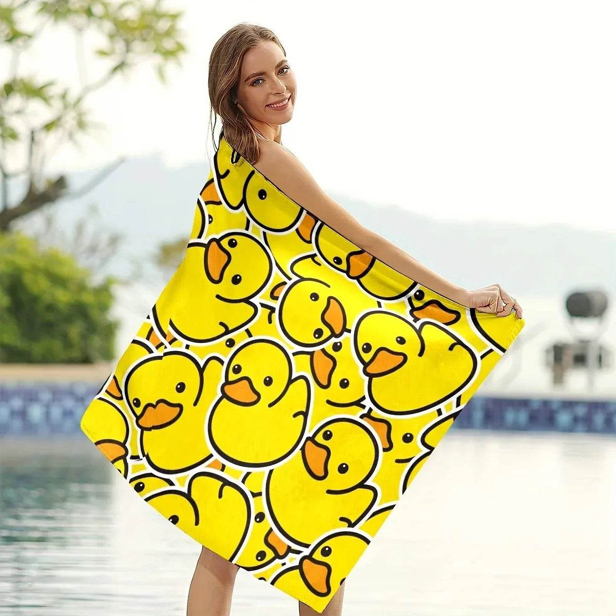 Extra Large Quick-drying Microfiber Beach Towel with Chic Duck Design - Super Absorbent, Lightweight and Stylish - P12 Hub Europe