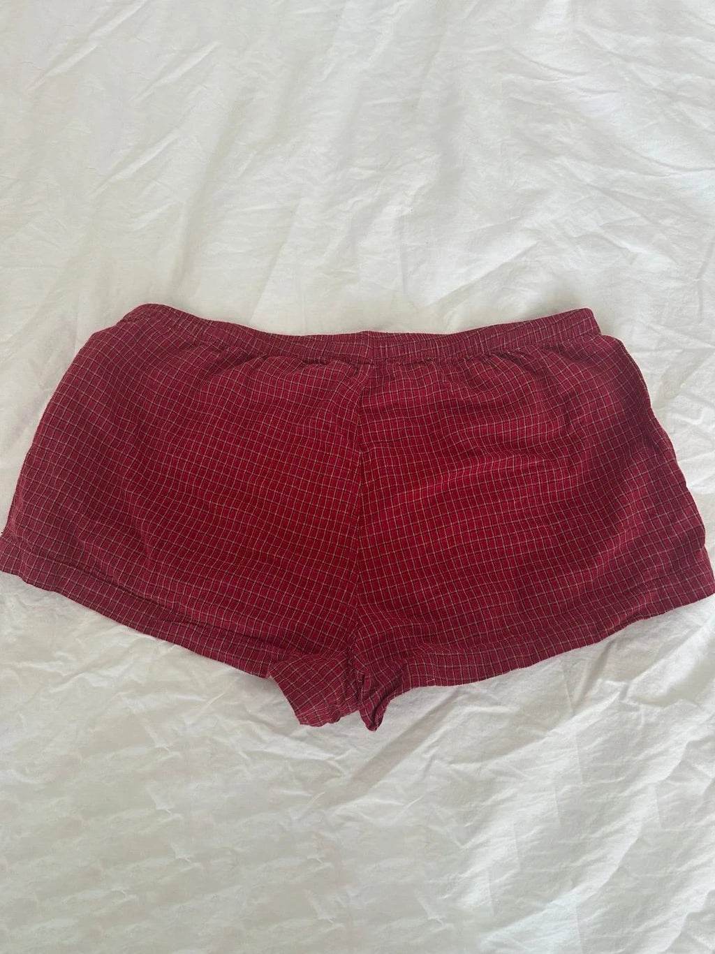 Red Plaid Puff Sleeve Shorts - P12 Hub Europe