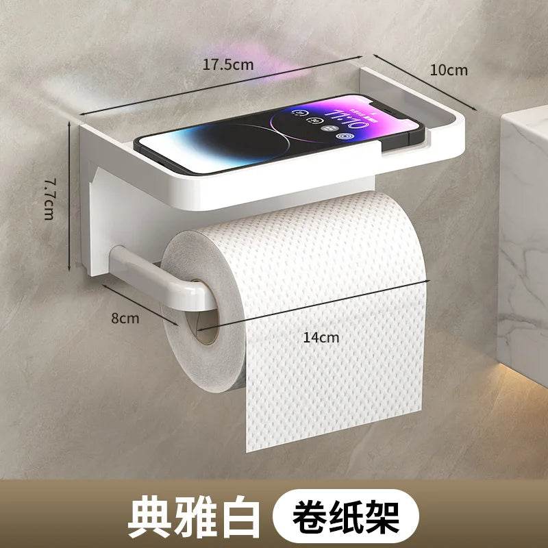 Easy-Install Toilet Paper Holder - Wall-Mounted, No-Punch, Roll Organizer - Bathroom Storage Accessory - P12 Hub Europe