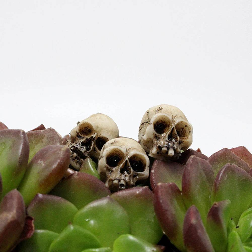 20Pcs Mini Skull Heads Collectable Halloween Gothic Skull Sculptures Creative Festival Theme Landscape Garden Potted Plant Decor - P12 Hub Europe