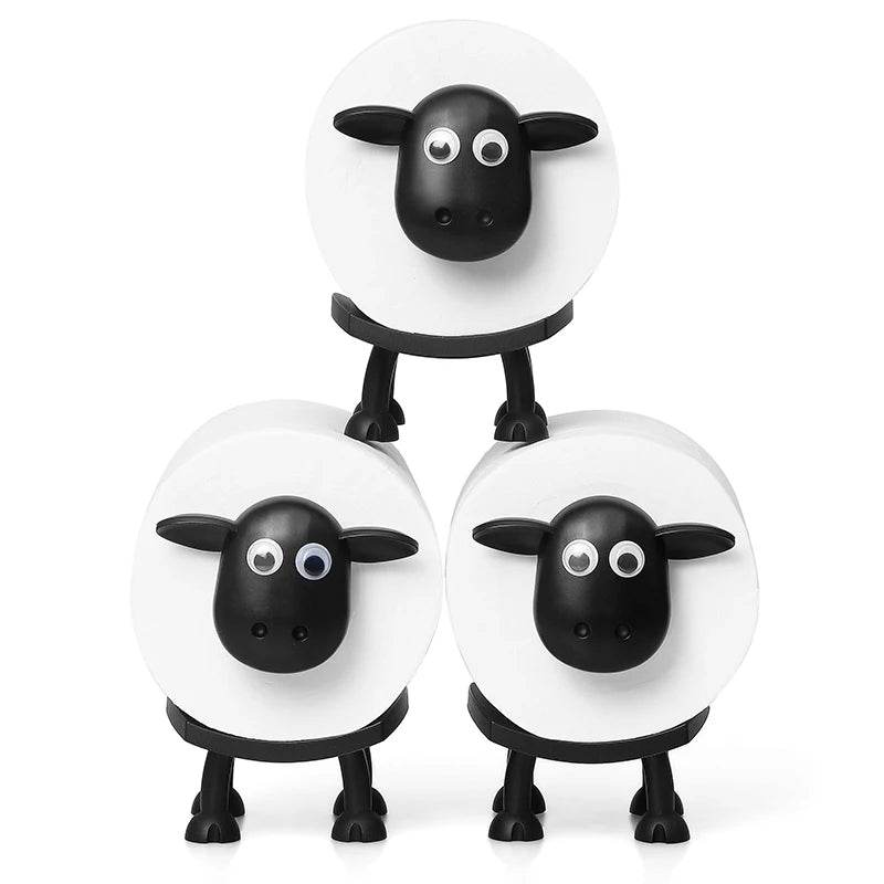 1/3PCS Sheep Toilet Roll Holder Funny Toilet Paper Holder Free Standing Bathroom Set Black Sheep Roll Rack Cute Bathroom Decor - P12 Hub Europe