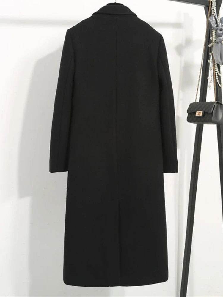 Black X-Long Office Wool Coat - P12 Hub Europe