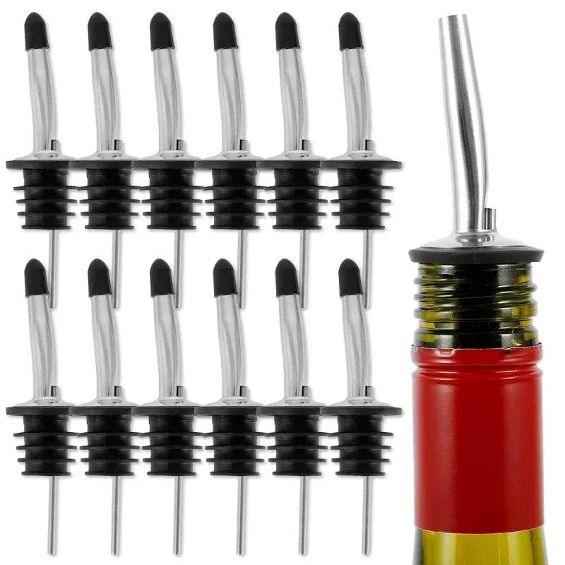 12/24pcs Stainless Steel Classic Bottle Pourers Tapered Spout Liquor Pourers Flow Wine Bottle Pour Spout Stopper Bar Accessories - P12 Hub Europe
