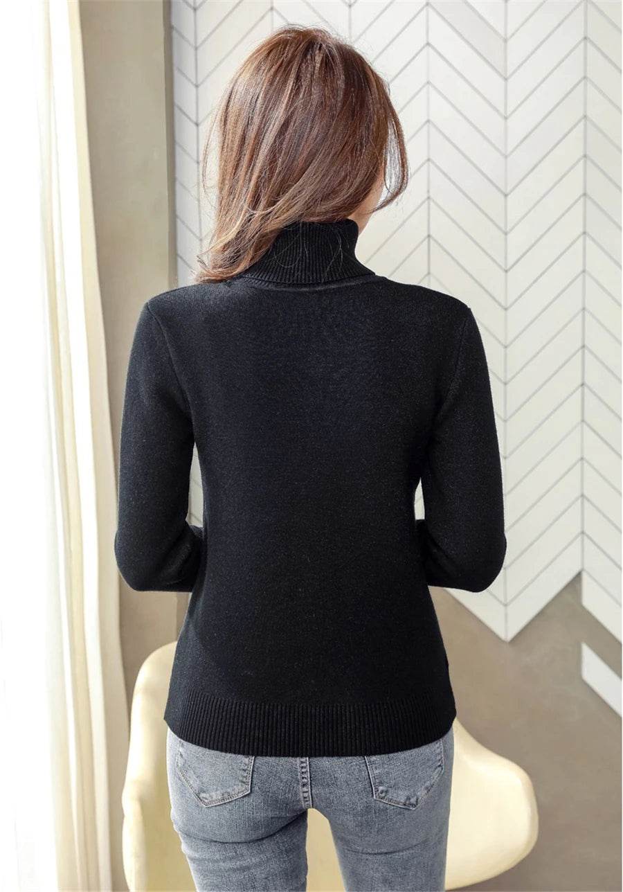 Elegant Velvet Lined Turtleneck Sweater - P12 Hub Europe