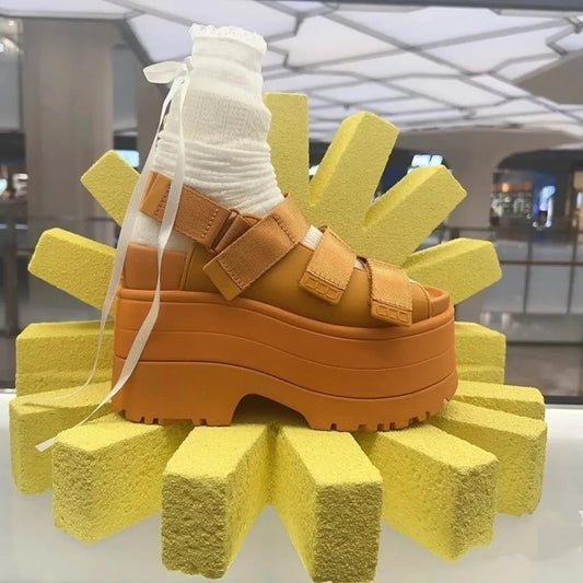 11CM High Platform Sandals Women Summer Hidden Heel Casual Mules Shoes Female Outside Beach Slipper Breathable Chunky Sneakers