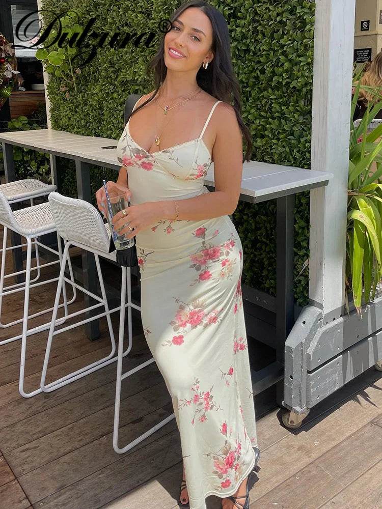 Dulzura Y2K Floral Backless Maxi Dress - P12 Hub Europe