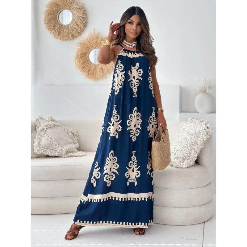 Spaghetti Strap Maxi Dress Elegant Boho Party - P12 Hub Europe