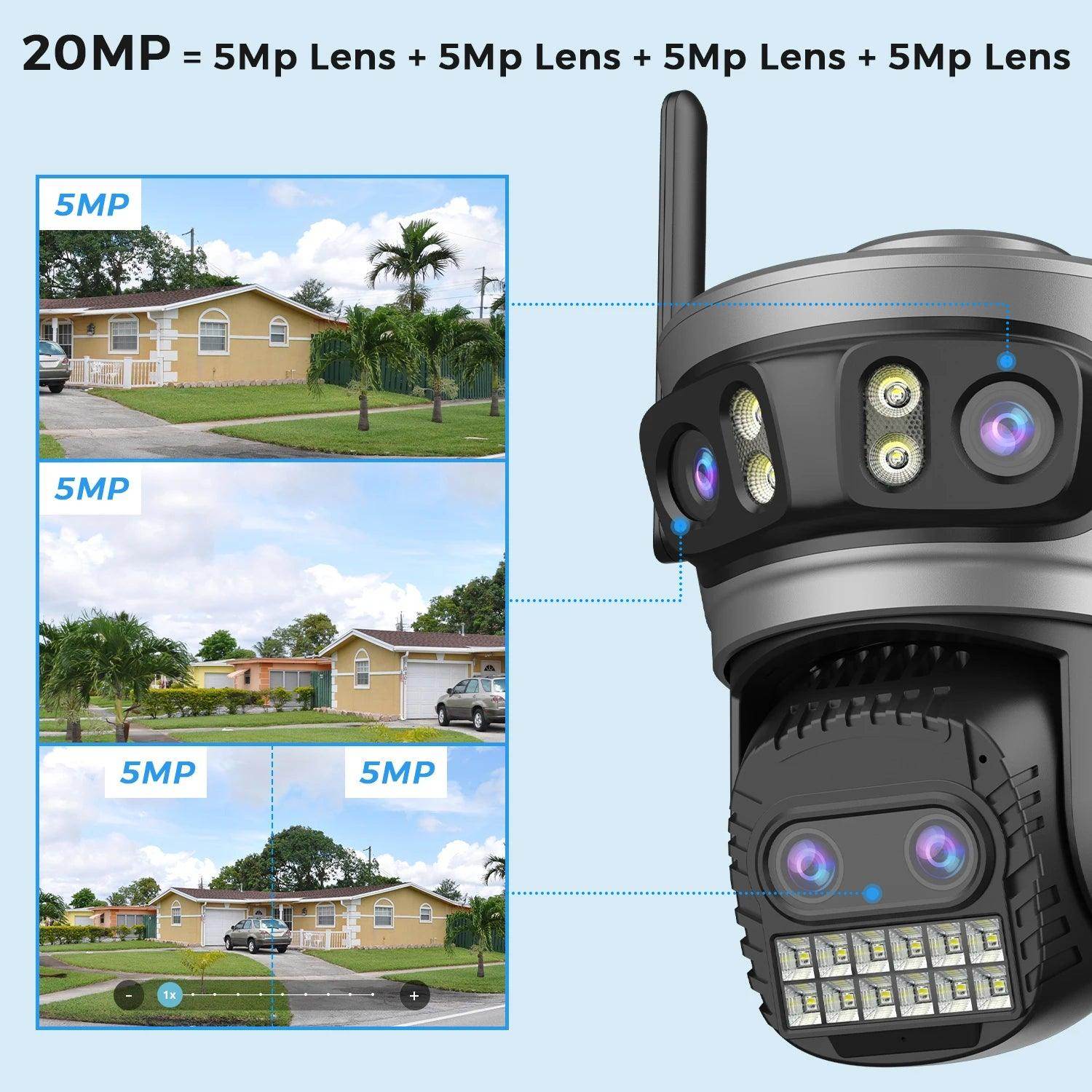 Outdoor Camera 20MP/15MP 4-Lens 10X Zoom, AI Track, Color Night - P12 Hub Europe