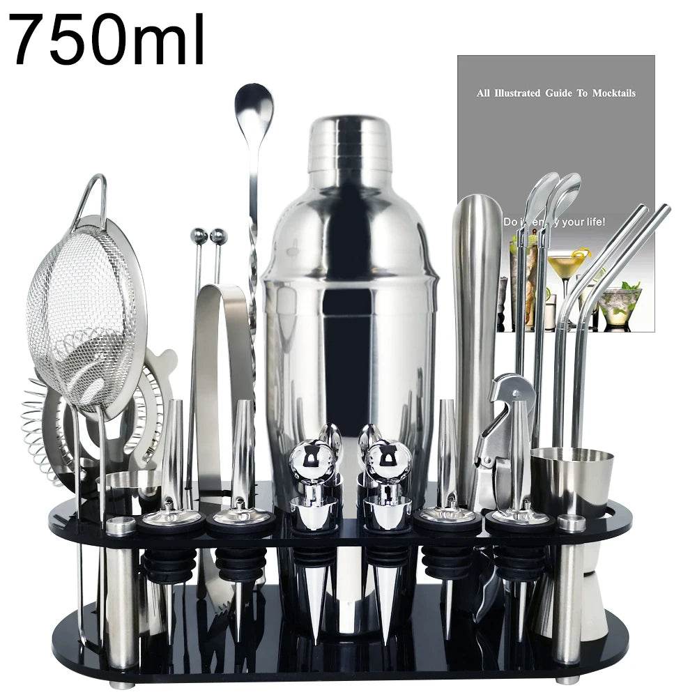 13-22Pcs 750ml 600ml Boston Cocktail Shaker Bar Tools Wine Mixer Set Bartender Cocktail Shaker Tool Kit with Holder - P12 Hub Europe