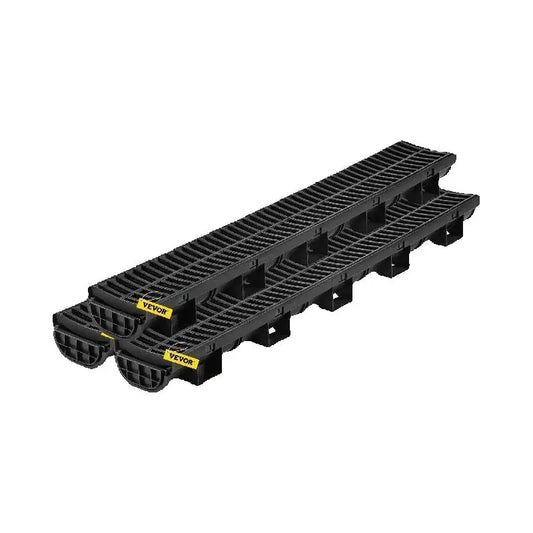SucceBuy Drainage Trench Driveway Channel Drain With Plastic Grate 3-5 Pack HDPE Floor Drain Trench Drain Grate For Garden