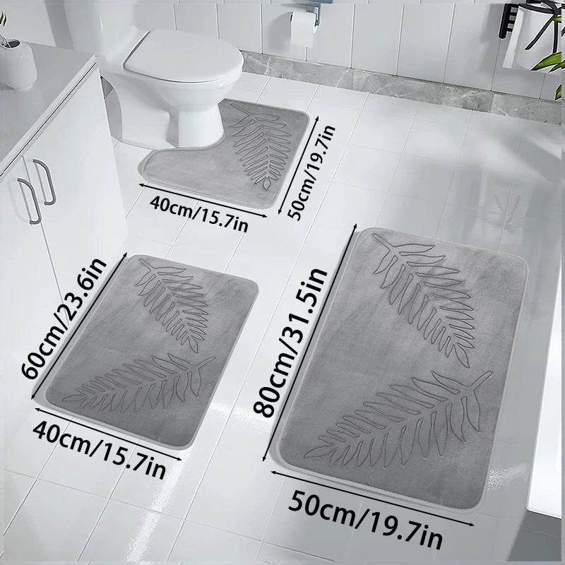 3PCS Set Bath Mats Nonslip Soft Quick Dry Bathroom Soft Rugs Water Absorption Dry Fast Bath Mat Machine Washable For Home Floor - P12 Hub Europe