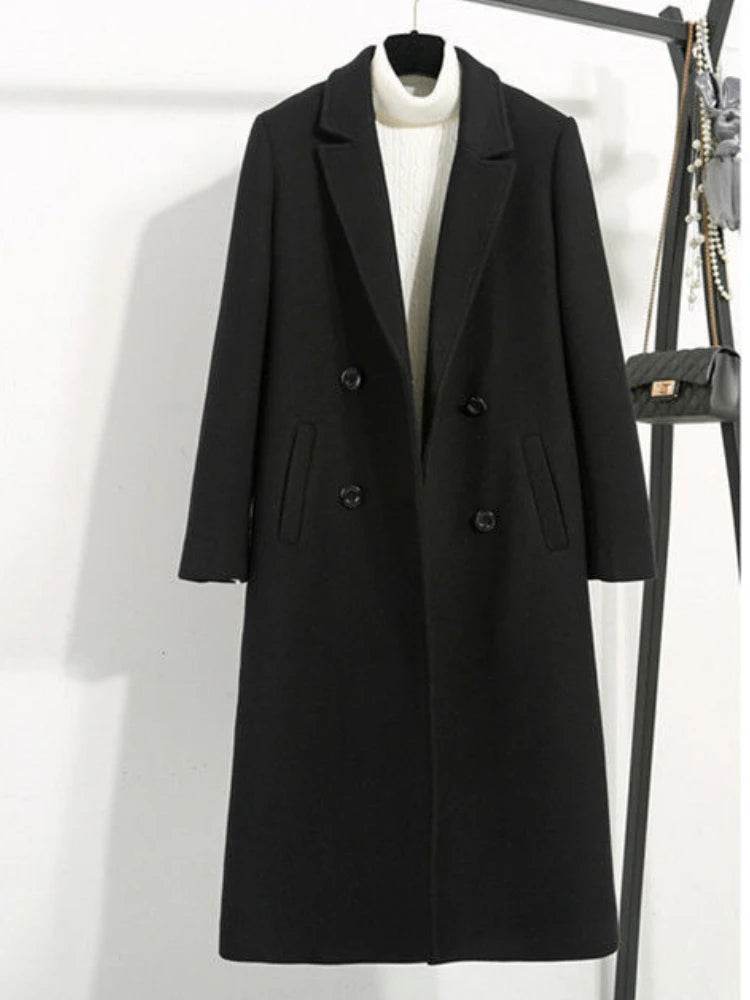Black X-Long Office Wool Coat - P12 Hub Europe