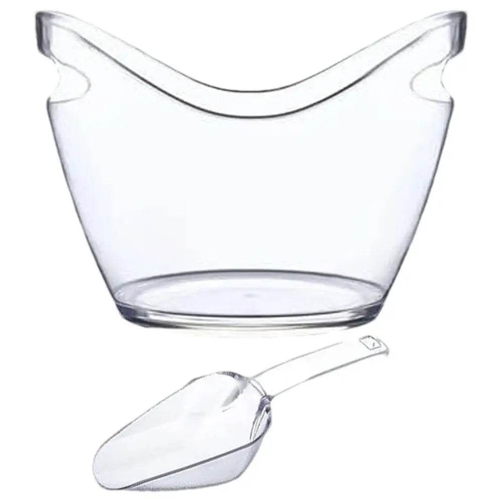 Clear Ice Bucket Beverage Tub with 2 Scoops Handle Cooling Large Ice Bucket for Wine Champagne Bar Supplies for Family reunion - P12 Hub Europe