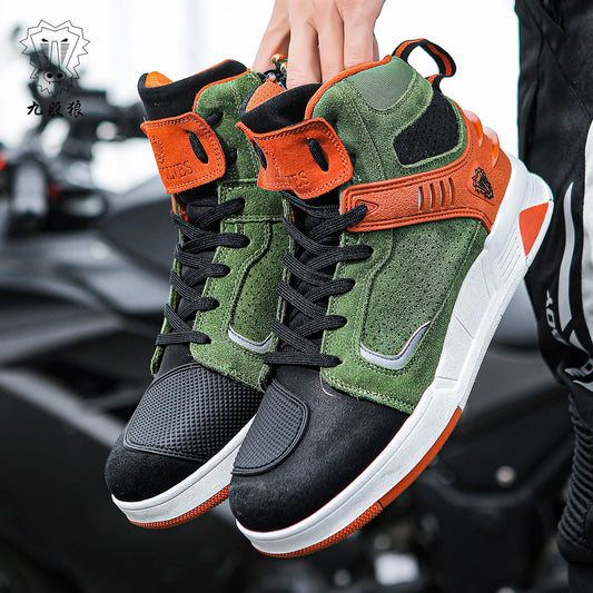 Professional Protective Motorcycle Shoes 2025 Wear-Resistant Cushioning Motorcycle Boots Non-Slip Waterproof Motorcycle Boots Breathable Anti-Collision Cycling Shoes Daily Work Clothing Motorcycle Shoes Long-Distance Motorcyc