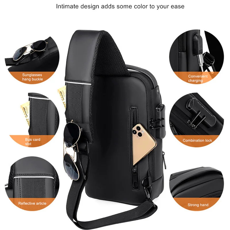 JEEP BULUO Hot New High Quality Men Chest Sling Bags Motorcycle Crossbody Shoulder Bag Travel Pack Anti-theft Male Fashion Brand