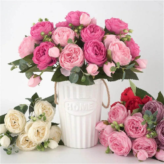 30CM Fake Roses Silk Peony Artificial Flowers Cheap New Year's Christmas Decorations Vase for Home Wedding Bridal Bouquet Indoor - P12 Hub Europe