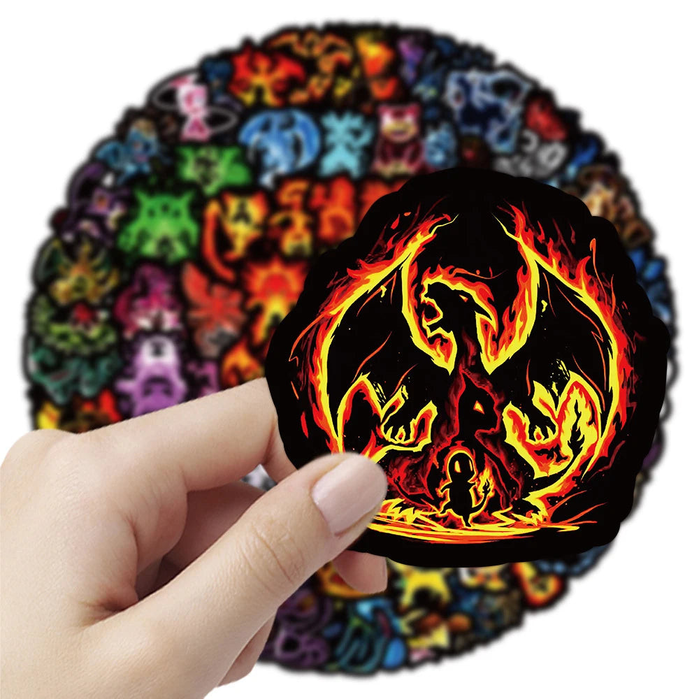 10/30/50/100pcs Kawaii Neon Pokemon Anime Stickers Pikachu Decals Laptop Skateboard Car Phone Motorcycle Kid Cartoon Sticker Toy