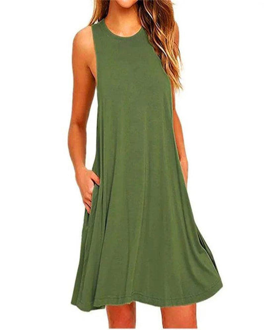 Casual T-Shirt Mini Dress Tank Top Pockets - P12 Hub Europe