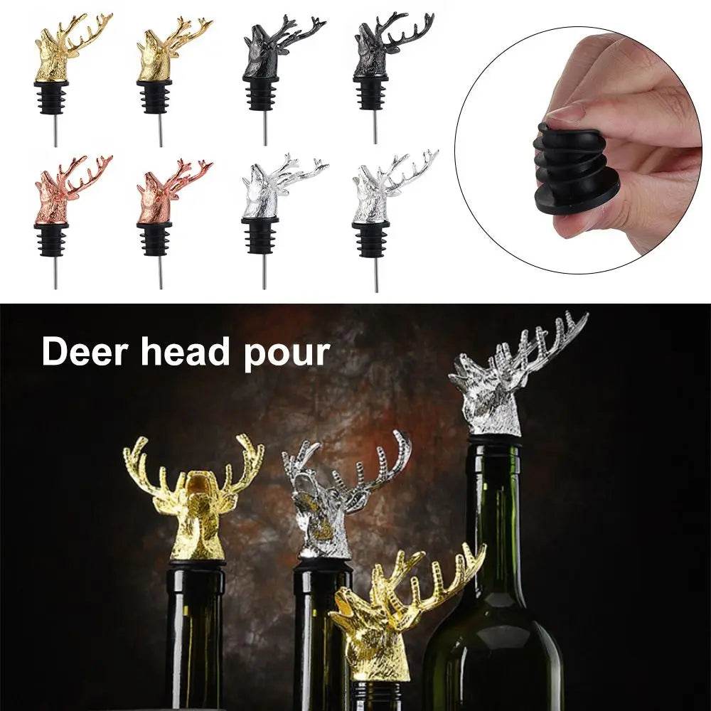 Deer Head Wine Pourer Bottle Stoppers Zinc Alloy Bar Tools Wedding Party Drinks Wine Aerators Kitchen Tool Accessories - P12 Hub Europe