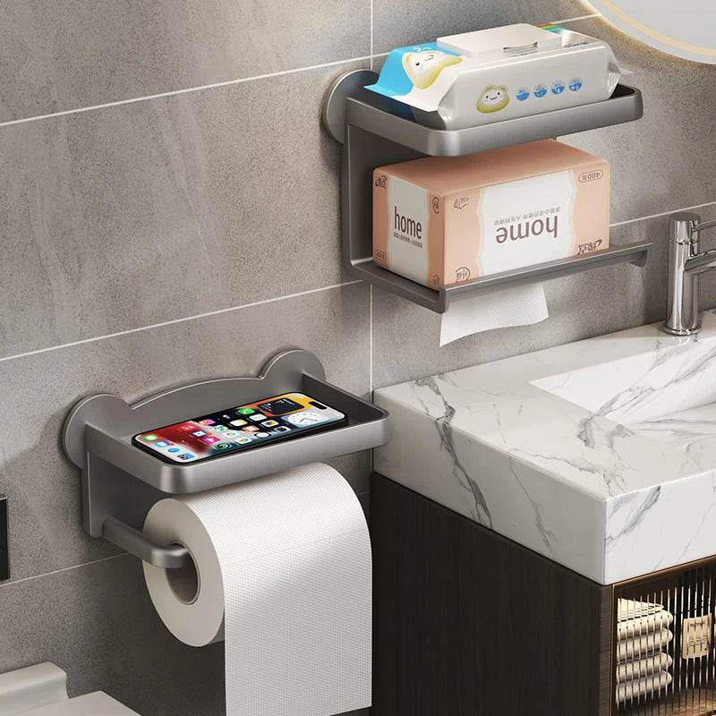 Bear head toilet paper holder, no drilling, toilet paper dispenser, wall-mounted facial tissue holder, toilet paper roll holder, - P12 Hub Europe