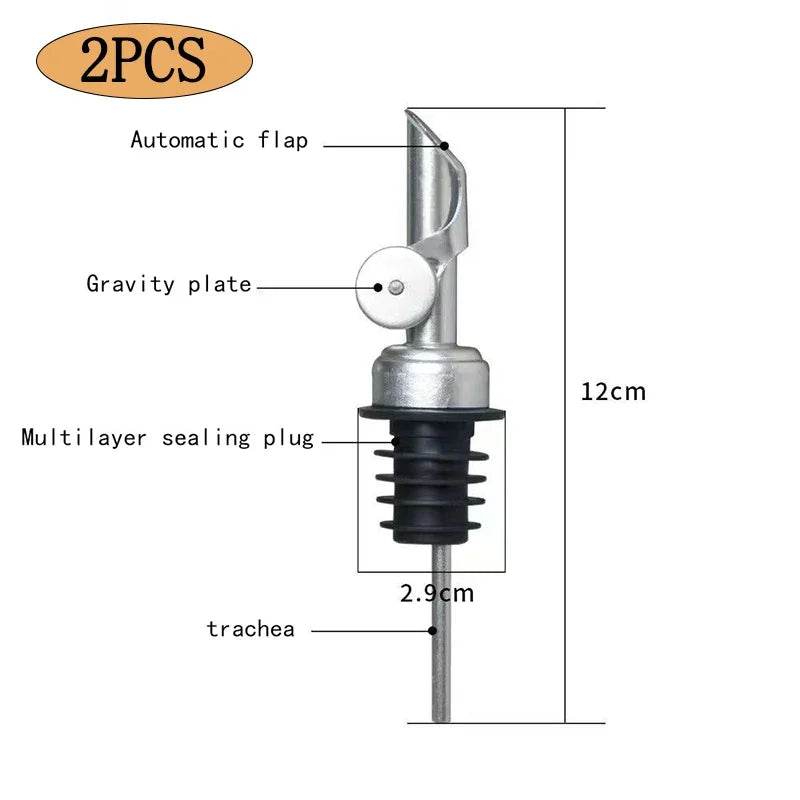 304 Stainless Steel Olive Oil Stopper Cap Dispenser Spout Sauce Vinegar Auto Open Pourer Nozzle Wine Liquor Bottle Plug - P12 Hub Europe