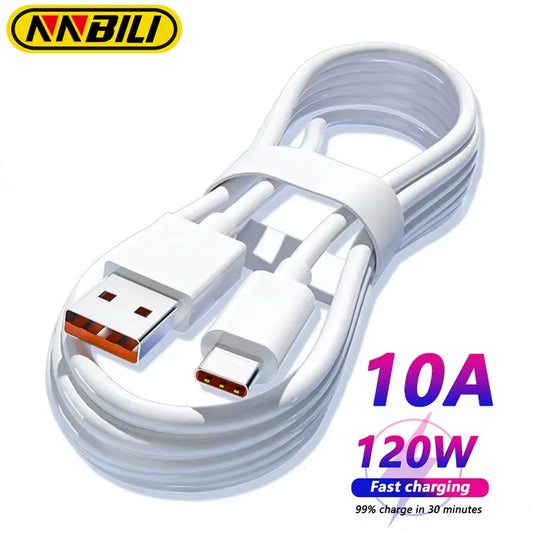 NNBILI 10A Type C Fast Charging Cable for Huawei Mate 60 Mobile Phone 120W USB-C Phone Data Cord for Xiaomi Samsung Oneplus POCO