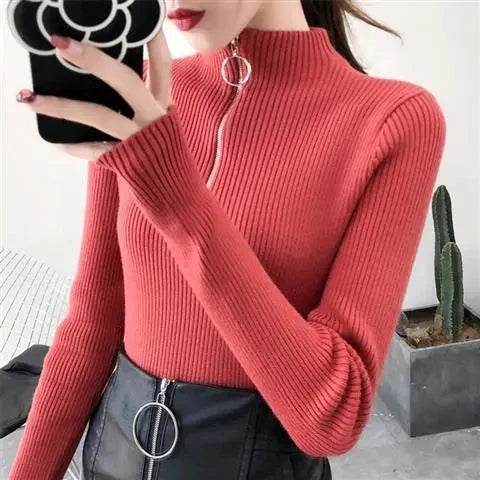 Women's Zipper Half-Neck Sweater - P12 Hub Europe