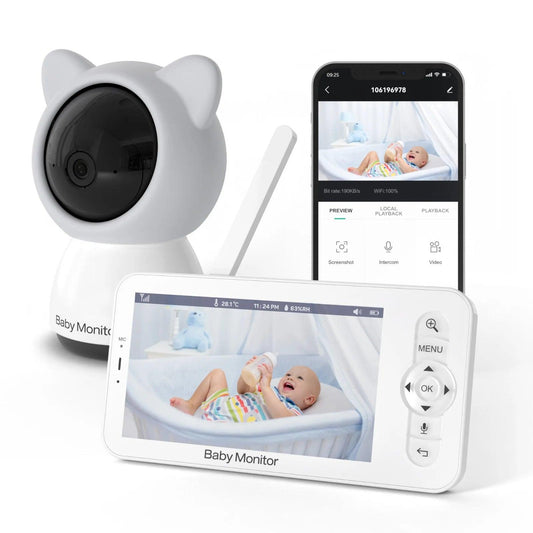 Baby Monitor 5" WiFi App Control, PTZ, 2-Way Audio - P12 Hub Europe
