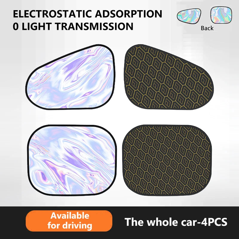 SEAMETAL 4-Layer Sun Shade Cover for Car Side Window Ultra-Light Electrostatic Curtains Sun Protection for Baby 99.9% UV Blocker
