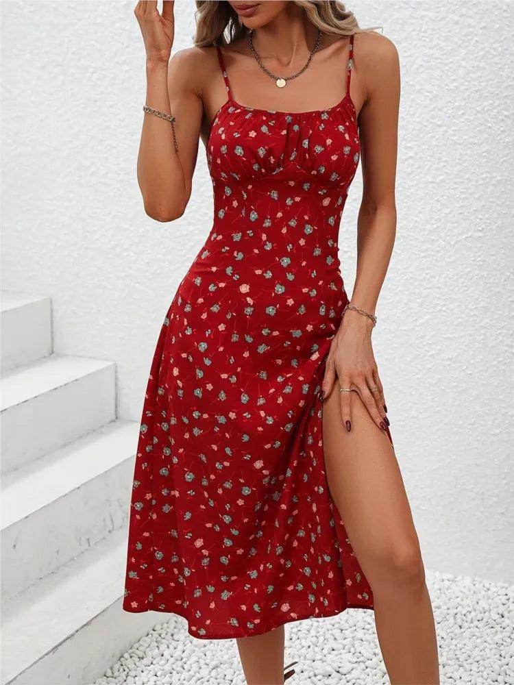 Polka Dot Spaghetti Strap Midi Dress Sexy Boho Beach - P12 Hub Europe