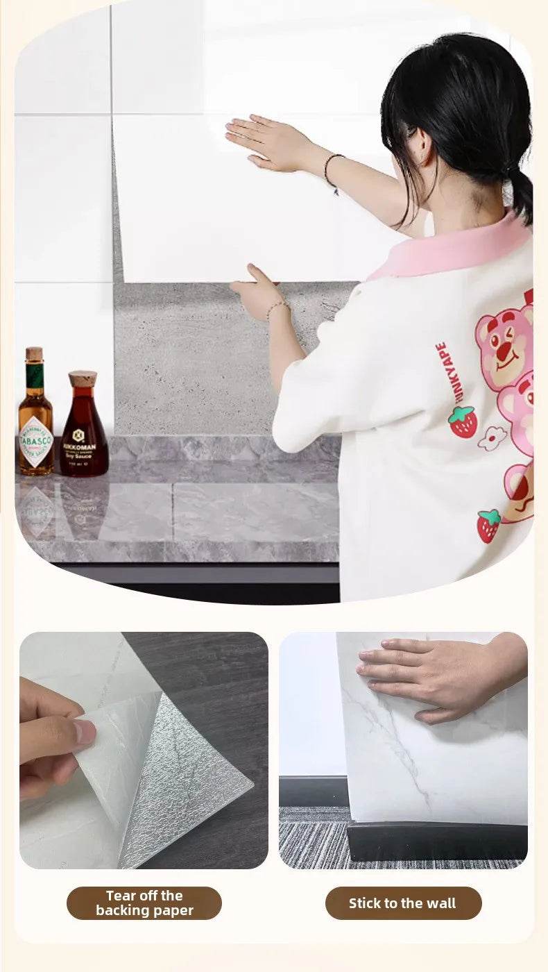 10-50Pcs PVC Marble Wall Stickers Self-Adhesive Thickened Tile Sticker Bathroom Waterproof Floor Sticker Kitchen Home Decoration - P12 Hub Europe