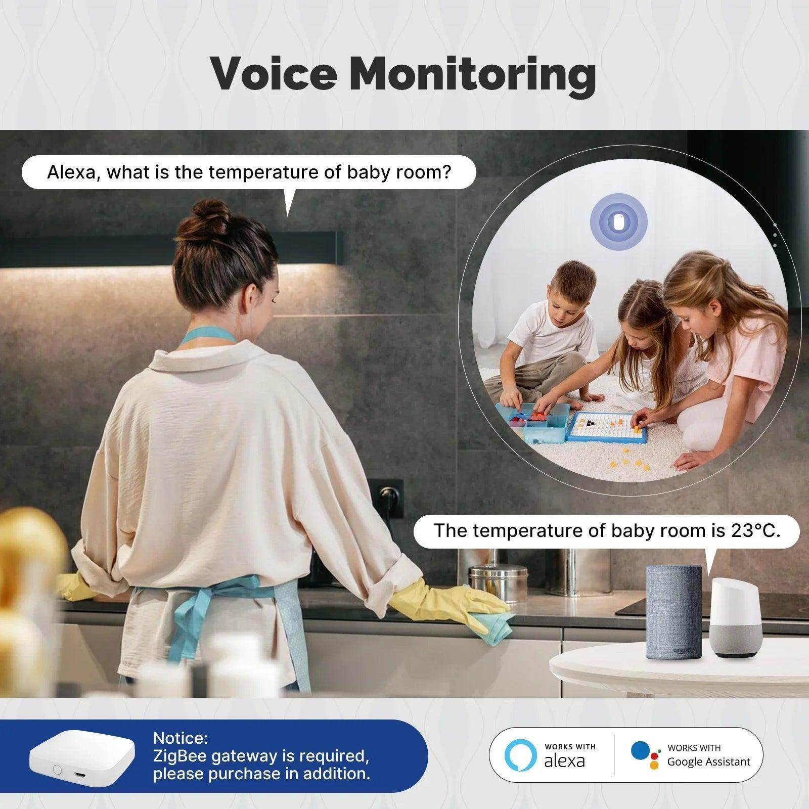 Temperature and Humidity Sensor Works with Alexa & Google - P12 Hub Europe